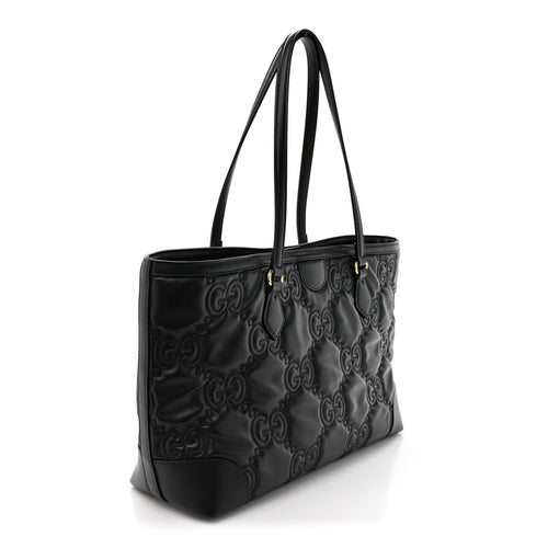 Calfskin GG Matelasse Medium Ophidia Shopping Tote Black