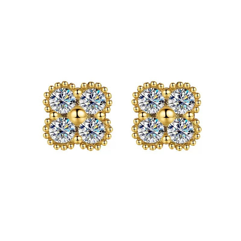 Moissanite Dainty Clover Necklace Bracelet Earrings