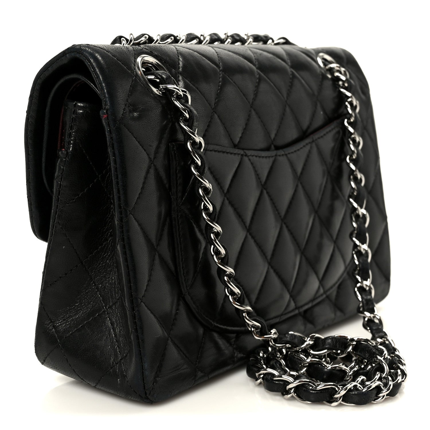 Lambskin Quilted Small Double Flap Black