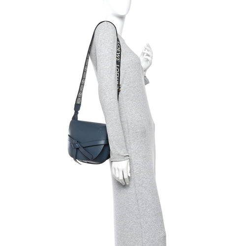 Calfskin Jacquard Small Gate Dual Bag Onyx Blue