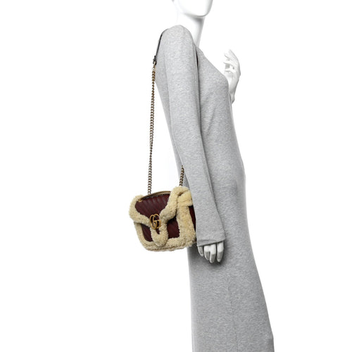 Azalea Calfskin Wool Matelasse Diagonal Small GG Marmont Shoulder Bag Sand Desert