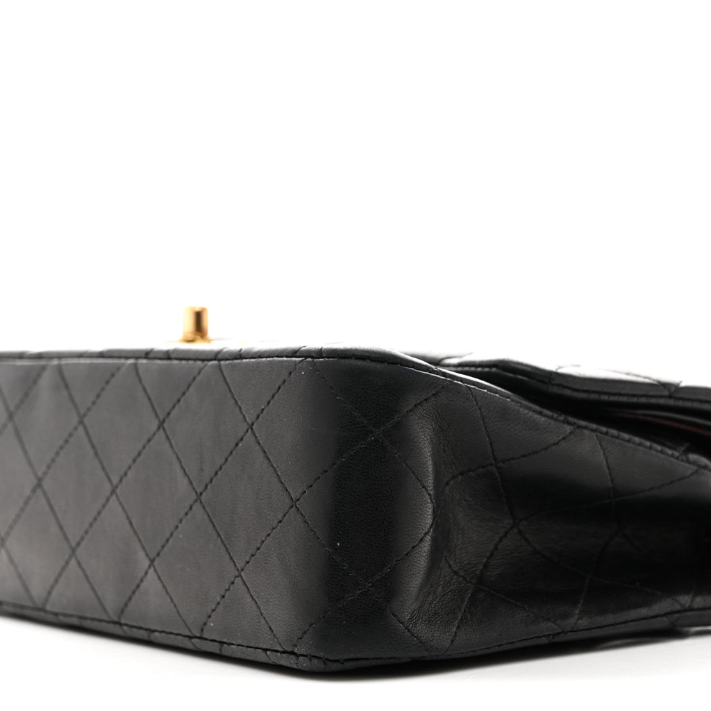 Lambskin Quilted Medium Double Flap Black