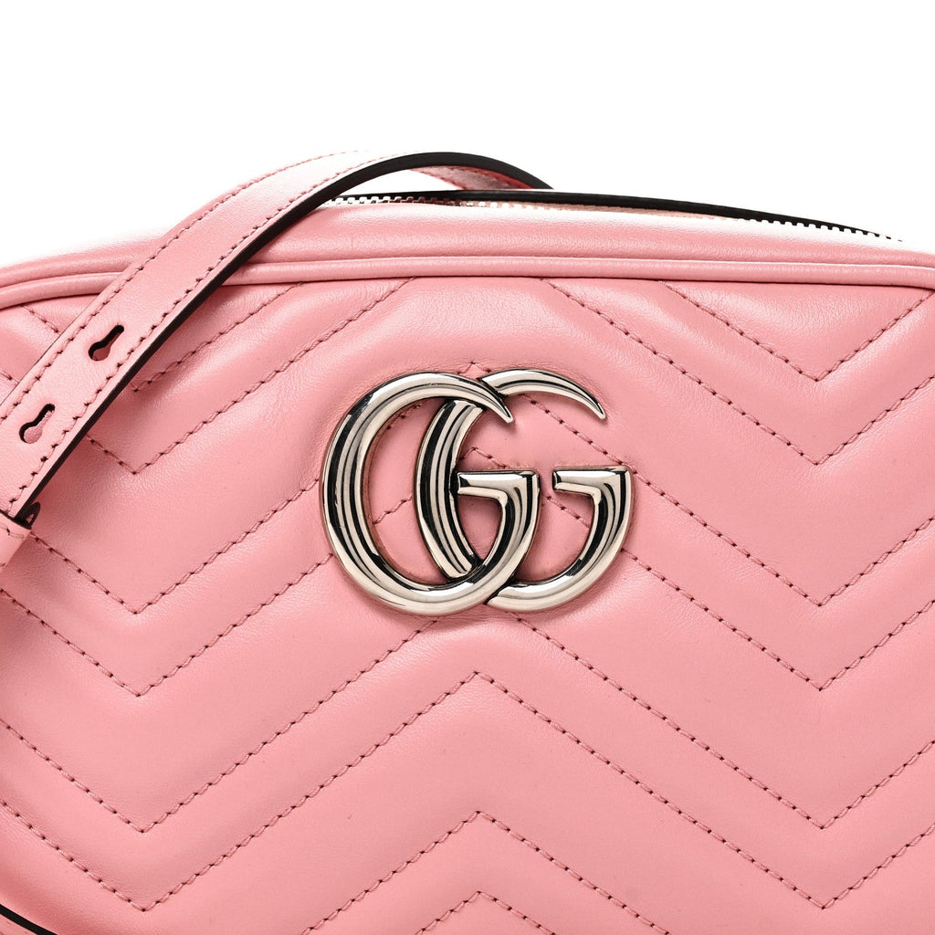 Calfskin Matelasse Small GG Marmont Chain Shoulder Bag Wild Rose