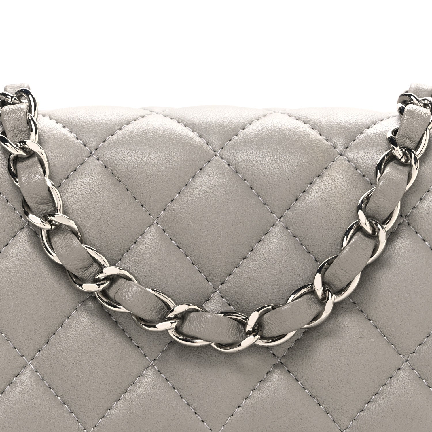 Lambskin Quilted Mini Square Flap Grey