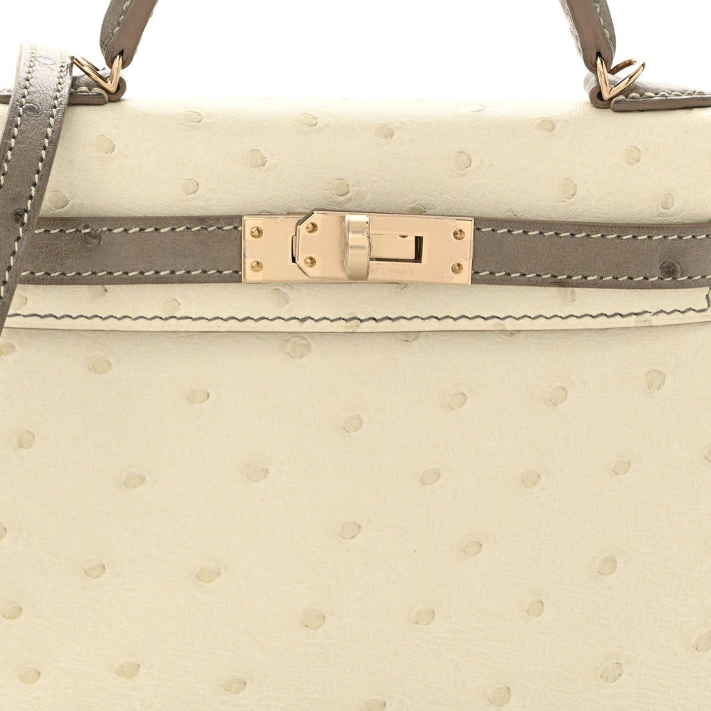 Ostrich Horseshoe Kelly Sellier Mini 20 Beton Gris Tourterelle