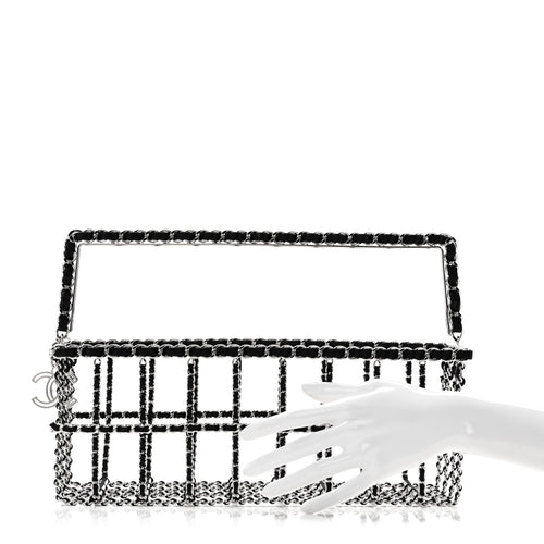 Brass Calfskin Grocery By Chanel Minaudiere Shopping Basket Silver