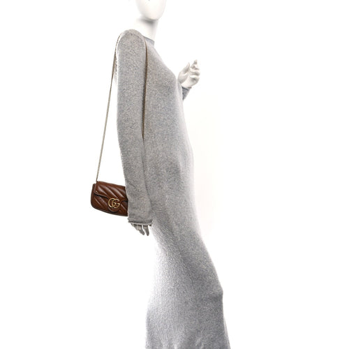 Azalea Calfskin Matelasse Diagonal Super Mini GG Marmont Shoulder Bag Cuir