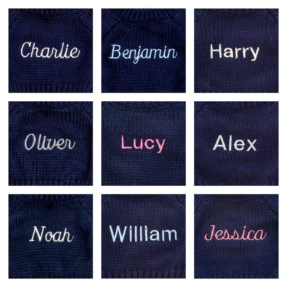 Bashful Toffee Puppy with Personalized Navy Jumper