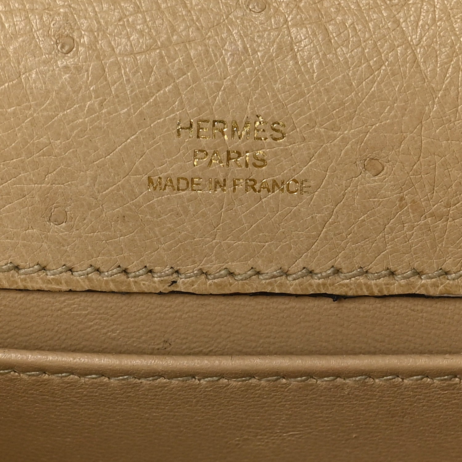 Ostrich Kelly Pochette Clutch Parchemin