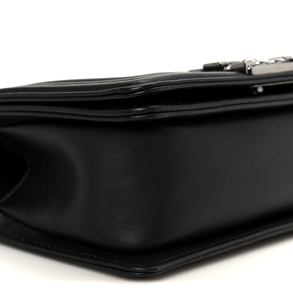Calfskin Strass Crystal Small Boy Flap Black