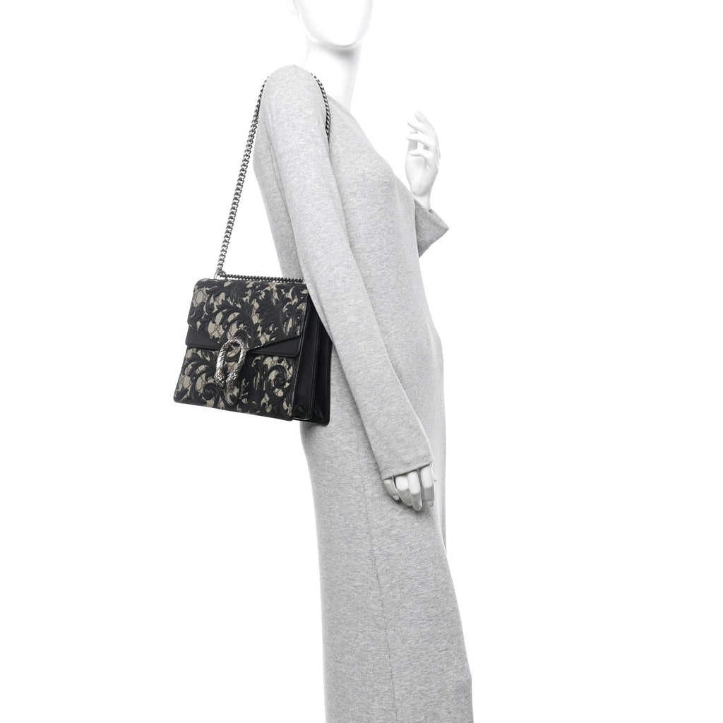 GG Supreme Monogram Arabesque Medium Dionysus Shoulder Bag Black