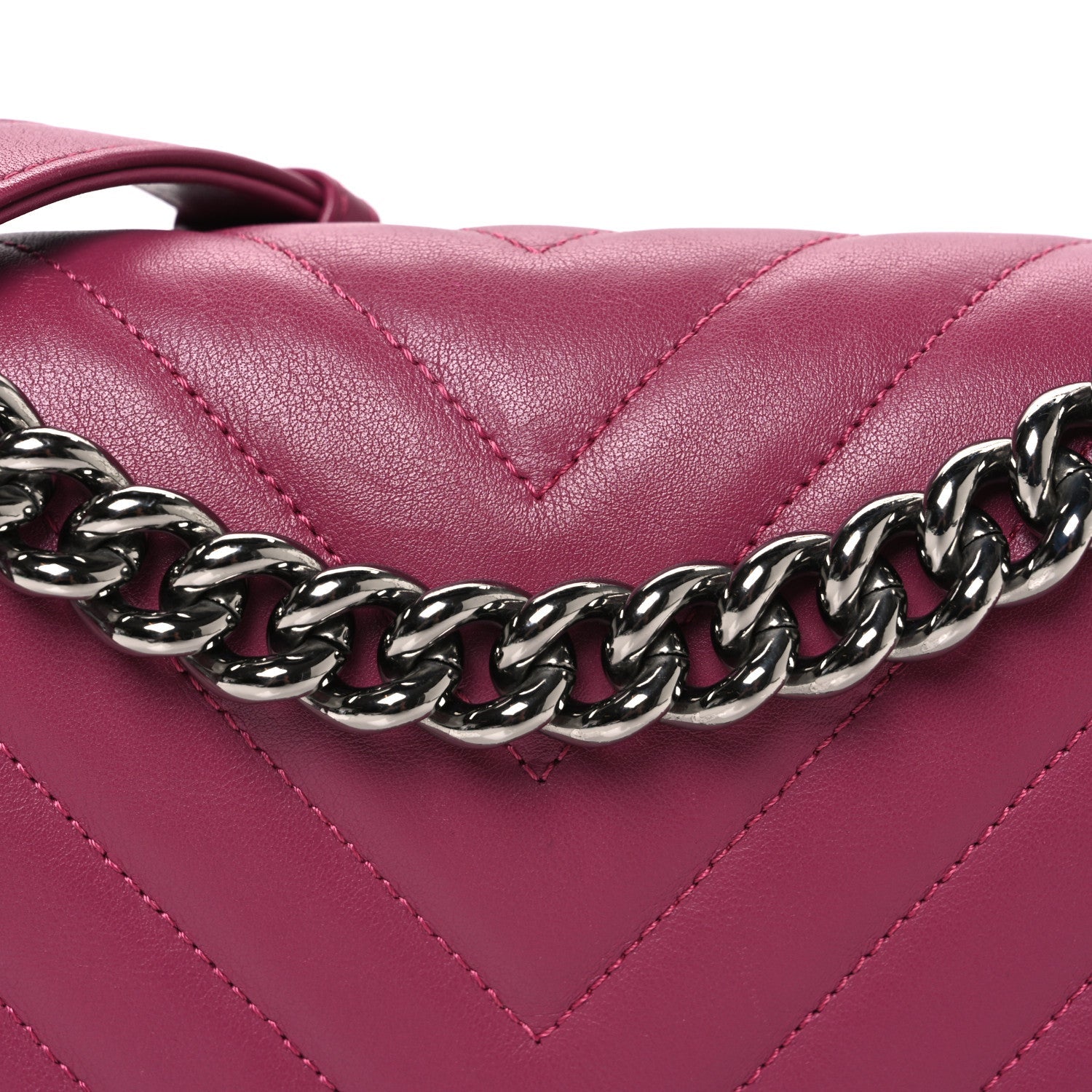 Lambskin Chevron Quilted Medium Boy Flap Dark Pink