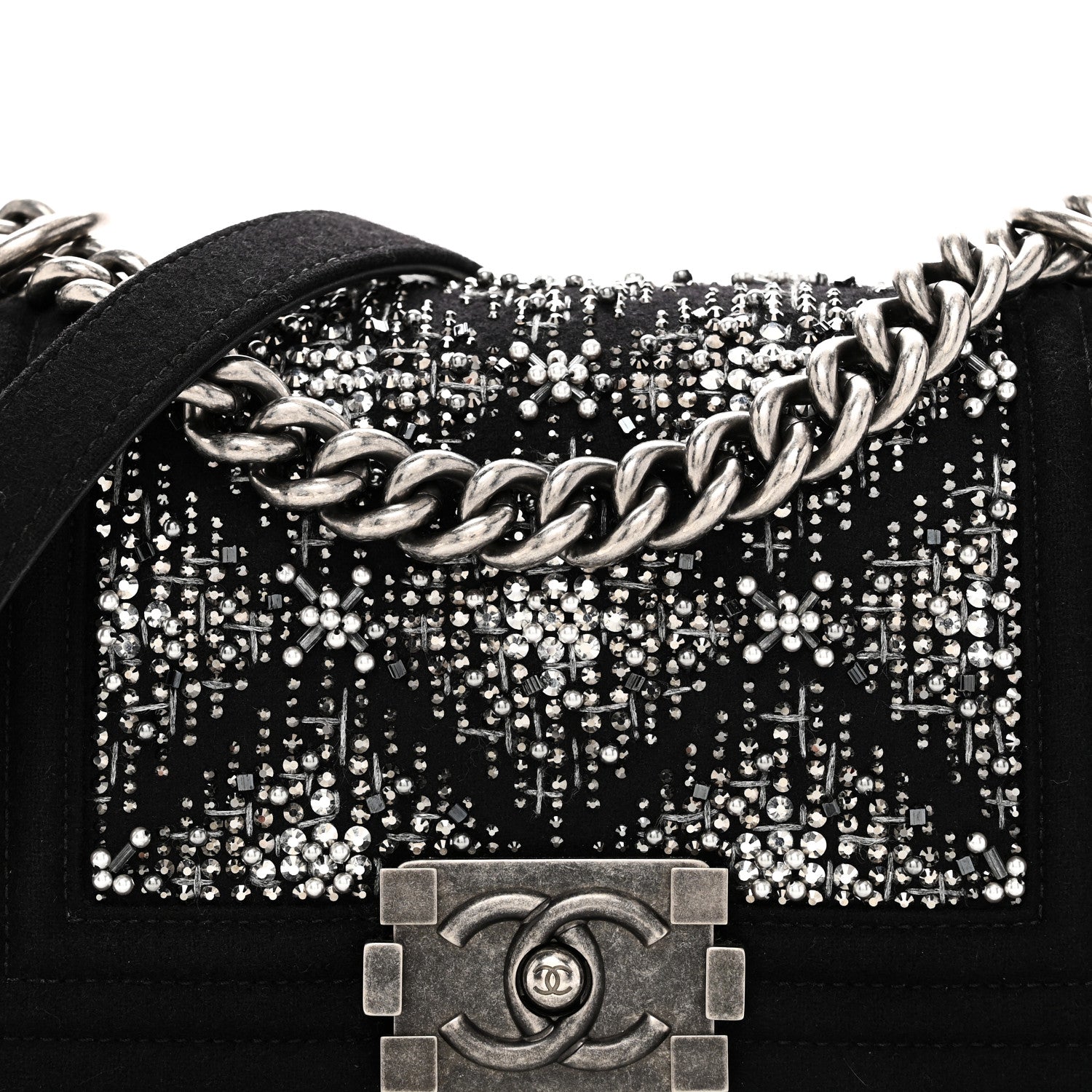 Wool Felt Embellished Small Boy Flap Black