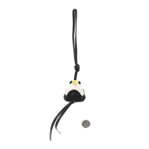 Calfskin Felt Panda Bag Charm Black White