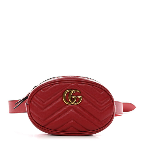 Calfskin Matelasse GG Marmont Belt Bag 85 34 Hibiscus Red