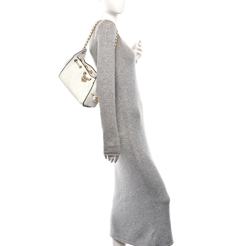 Braided Raffia Calfskin Mini Chanel 25 Handbag White Black