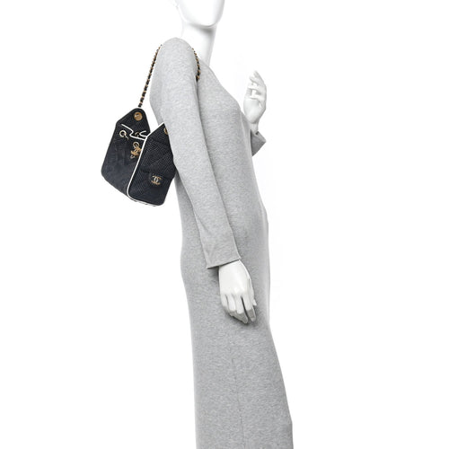 Braided Raffia Calfskin Quilted Mini Chanel 25 Handbag Black White