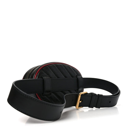Azalea Calfskin Matelasse Diagonal Torchon GG Marmont Belt Bag 75 30 Black Romantic Cerise