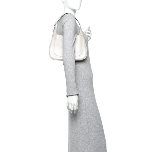Ancora Calfskin Web Small Jackie Shoulder Bag Light Grey