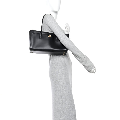 Calfskin Archetype Small Shopping Tote Black